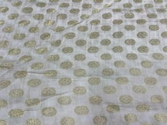 Dyeable Cotton Zari White Golden Circles