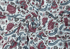 Georgette Light Blue Dark Pink Floral