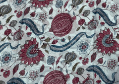 Georgette Light Blue Dark Pink Floral