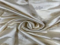 Dyeable Pure Chenia Silk Zari White Golden Silver Floral