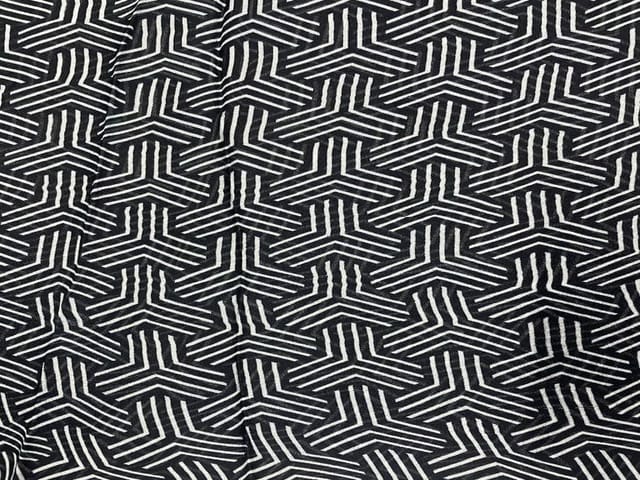 Georgette Black Off White Geometric