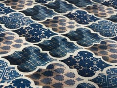 Pure Dupion Silk Blue Geometric
