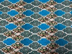 Pure Dupion Silk Blue MultiColour Geometric