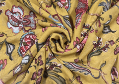 Georgette Mustard MultiColour Floral