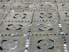 Embroidered Georgette Light Fawn Silver Geometric