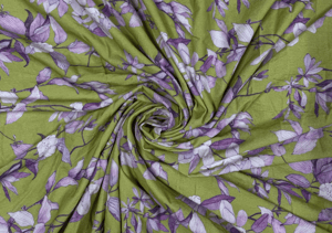 Printed Corduroy Pista Green White Floral