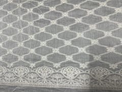 Dyeable Embroidered Pure Chanderi Silk White Floral With Border