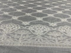 Dyeable Embroidered Pure Chanderi Silk White Floral With Border