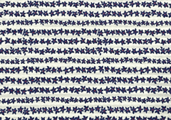 Printed Cotton Slub White Blue Abstract