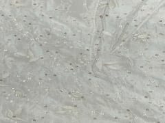 Dyeable Embroidered Chiffon White Silver Floral