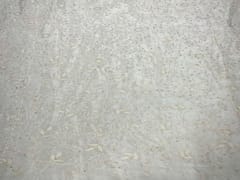 Dyeable Embroidered Chiffon White Silver Floral