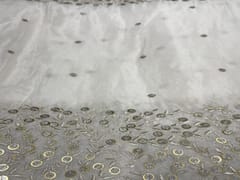 Dyeable Embroidered Georgette White Grey Floral Borders