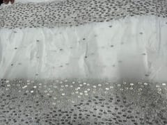 Dyeable Embroidered Georgette White Grey Floral Borders