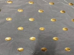 Dyeable Embroidered Net White Dark Golden Circles