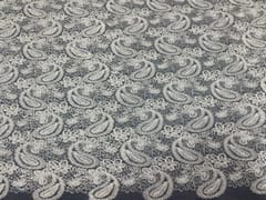 Dyeable Embroidered Net White Paisleys