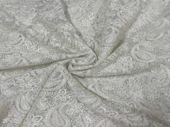 Dyeable Embroidered Net White Paisleys