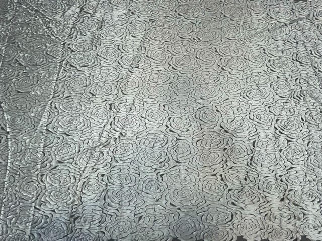 Dyeable Embroidered Net Silver Floral