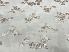 Dyeable Embroidered Chiffon White Golden Abstract