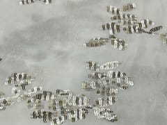 Dyeable Embroidered Chiffon White Golden Abstract