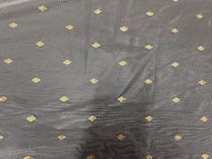 Dyeable Embroidered Net White Golden Diamond