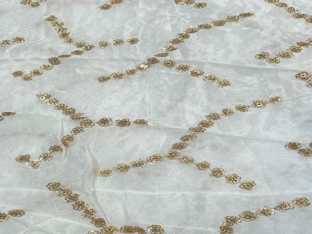 Dyeable Embroidered Chiffon White Abstract