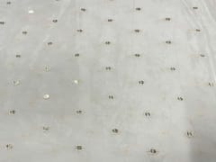 Dyeable Embroidered Chiffon White Silver Sequins Floral