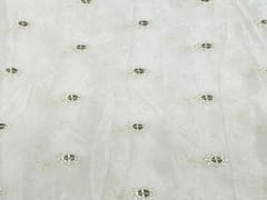 Dyeable Embroidered Chiffon White Silver Sequins Floral