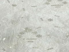 Dyeable Embroidered Chiffon White Silver Florals