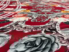 Imported Georgette Red Floral Geometric