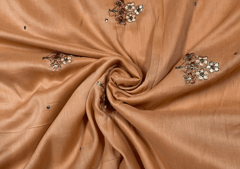 Embroidered Cotton Dark Peach Flowers