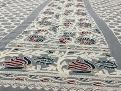 Dyeable Georgette Kali White Blue Red Flowers