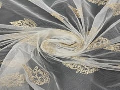 Dyeable Embroidered Net White Floral Motifs