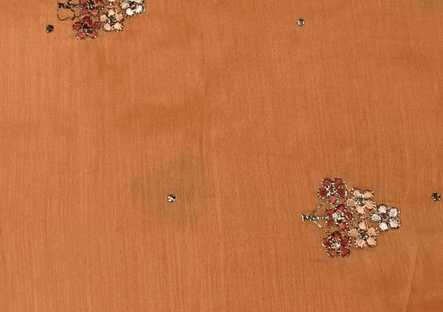 Embroidered Cotton Dark Peach Flowers