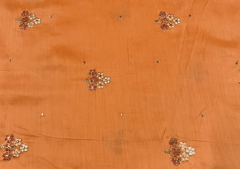 Embroidered Cotton Dark Peach Flowers