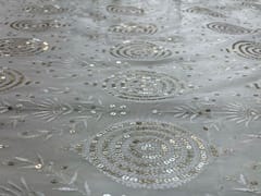 Dyeable Embroidered Georgette White Geometric 1