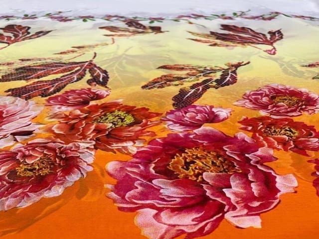 Imported Georgette Orange Ombre Floral