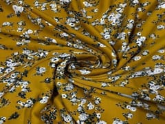 Printed Crepe Mustard White Floral