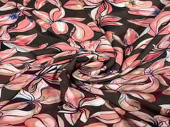 Printed Georgette Brown Pink Floral
