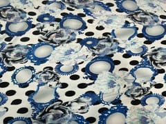 Imported Georgette White Blue Floral