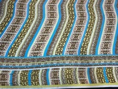 Printed Imported Satin Blue MultiColour Geometric