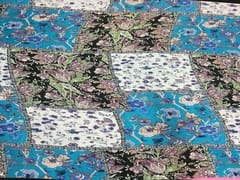 Printed Imported Satin Blue MultiColour Floral
