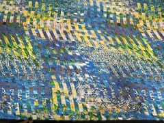 Printed Imported Satin Blue Yellow Abstract