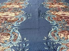 Printed Imported Satin Blue Yellow Floral