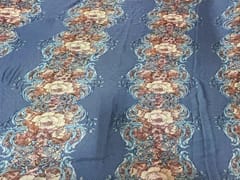 Printed Imported Satin Blue Yellow Floral