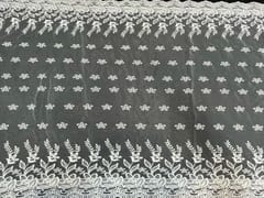 Dyeable Embroidered Organza White Flowers