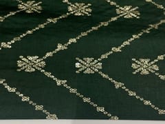 Pure Chanderi Embroidered Silk Dark Green Chevron