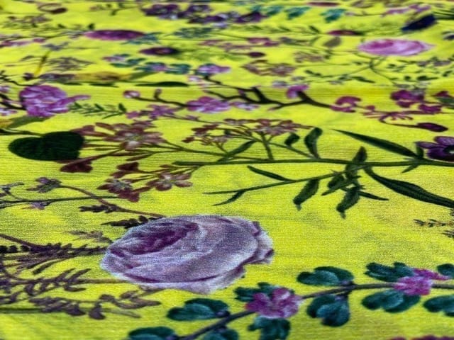 Chiffon Bright Yellow Purple Floral