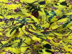 Chiffon Bright Yellow Purple Floral