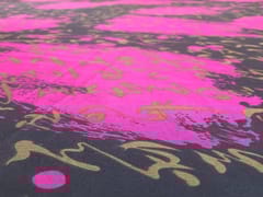 Printed Chiffon Black Pink Abstract