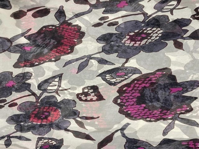 Printed Chiffon White Floral